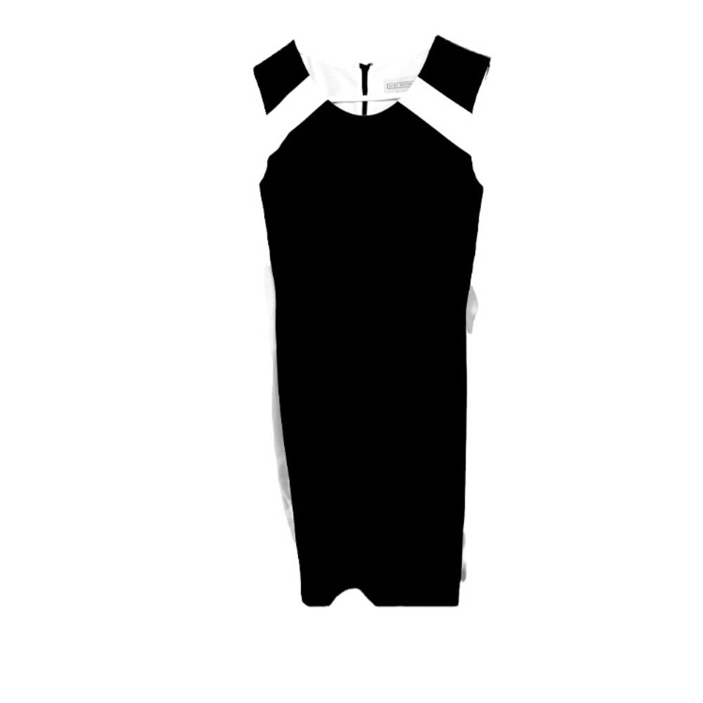 Dana Buchman - Sleeveless Black/White Colorblock Ponte Sheath Dress - Size 10